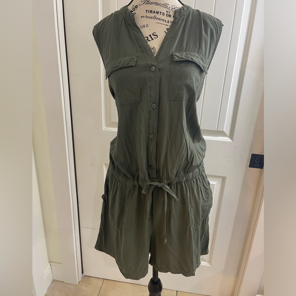 A.N.A Sleeveless Button Up Drawstring Romper - LT